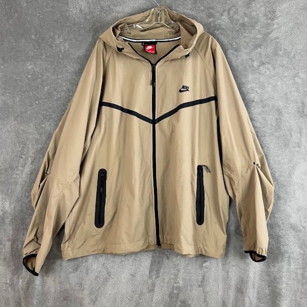 Nike Tech Woven Full Zip Jacket Mens XXL Beige Performance Windbreaker